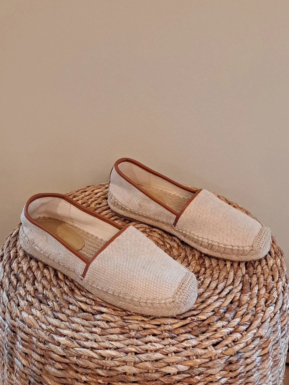 NWOT J.Crew Factory Womens Summer Beige Linen Canvas Espadrille Loafers 7.5